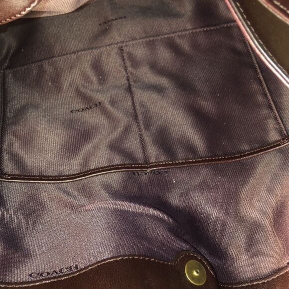 COACH Edie Oxblood Studded Soft Leather Triple Section Shoulder Bag w/ Turn Lock - Picture 15 of 17